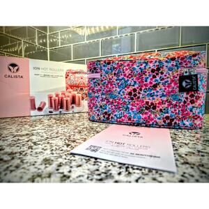 Calista Ion Hot Rollers 12pc Set w/ Clips + Rare QVC Special Edition Travel Bag